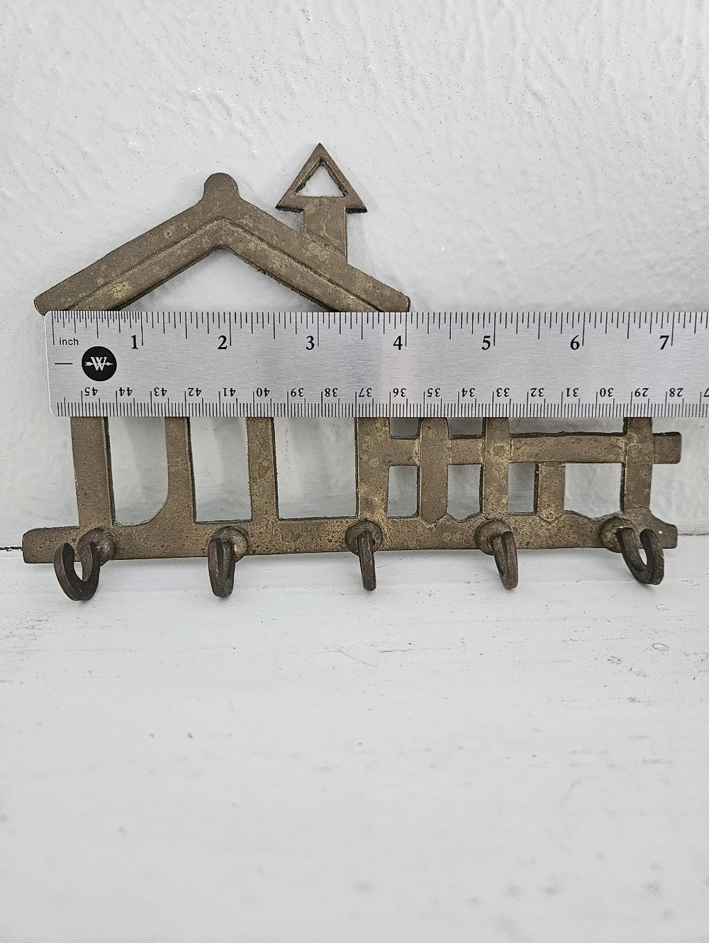 Vintage Brass House Shaped Wall Mounted Key/Accessory Holder Rack